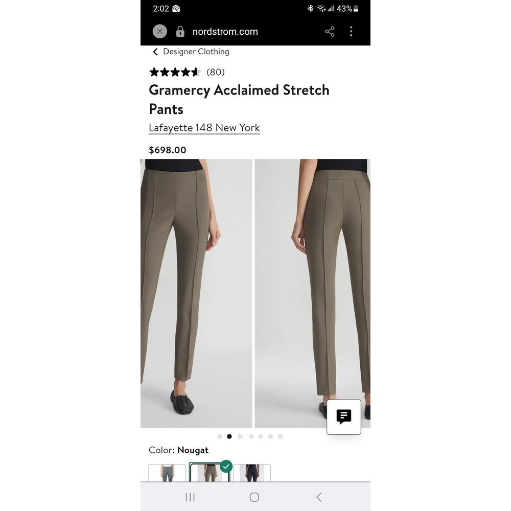 Lafayette 148 Gramercy stretch ankle pants 14 taupe slim leg minimalist neutral